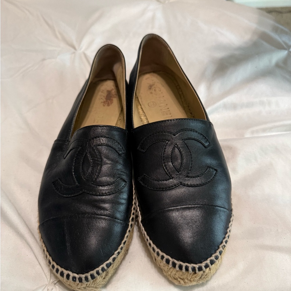 Chanel Black Espadrille Loafers for Women